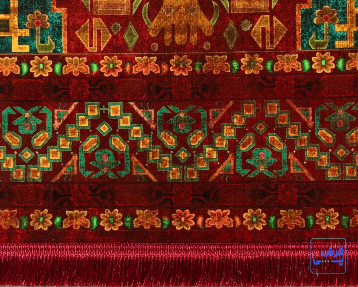 خرید قسطی |  فرش ابریشم ماشینی AJ1011 لاکی سبز