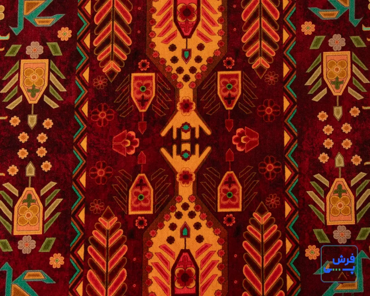 خرید قسطی |  فرش ابریشم ماشینی AJ1016 لاکی نارنجی