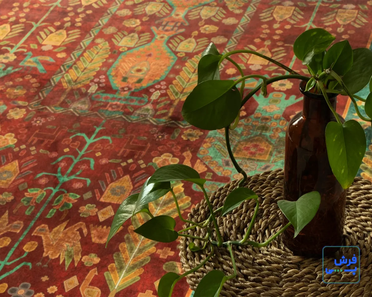 خرید قسطی |  فرش ابریشم ماشینی AJ1016 لاکی نارنجی