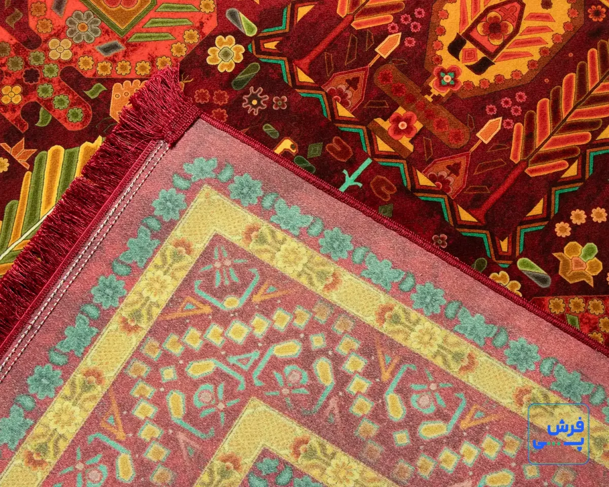 خرید قسطی |  فرش ابریشم ماشینی AJ1016 لاکی نارنجی