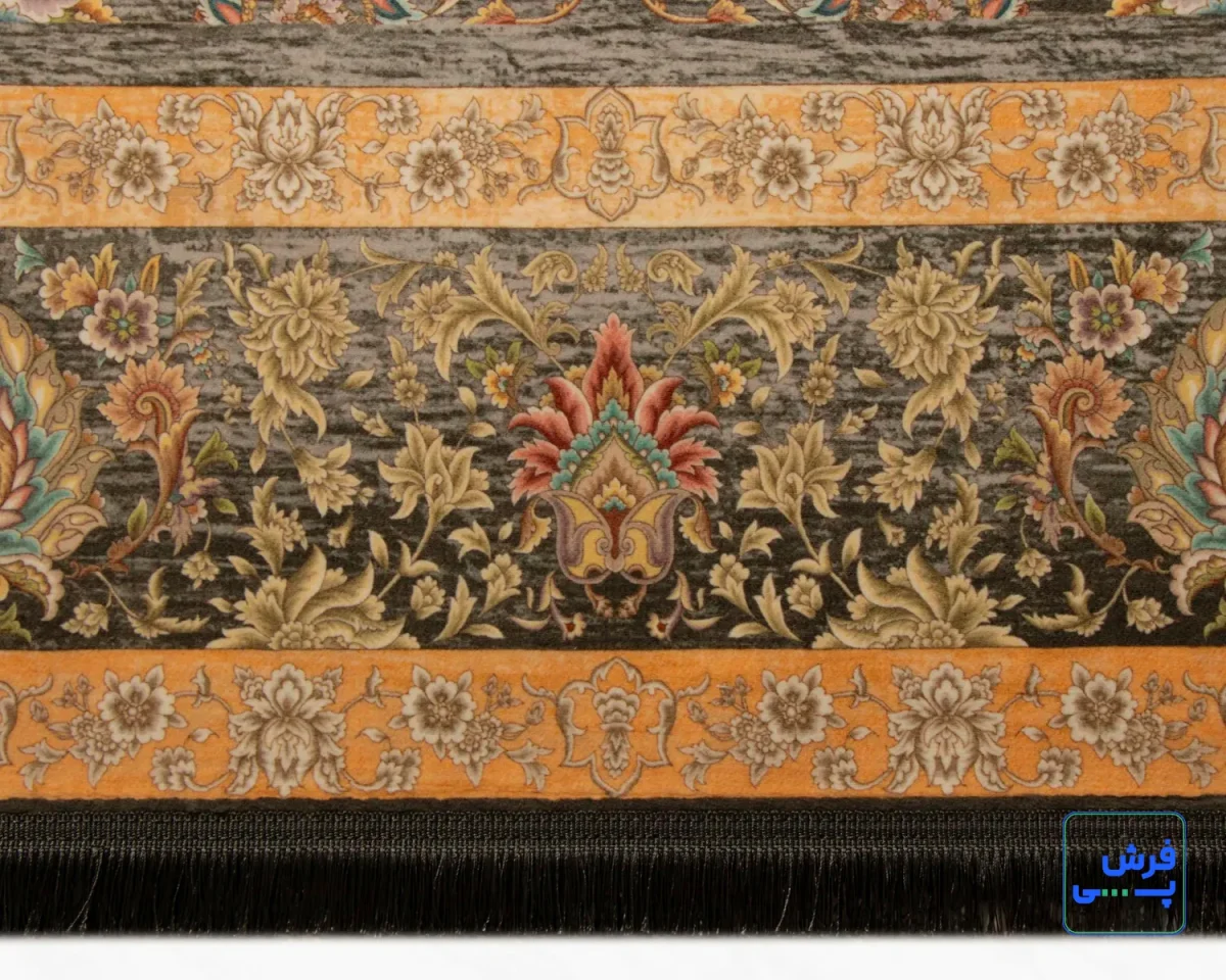 خرید قسطی |  فرش ابریشم ماشینی AJ1017 طوسی کرم