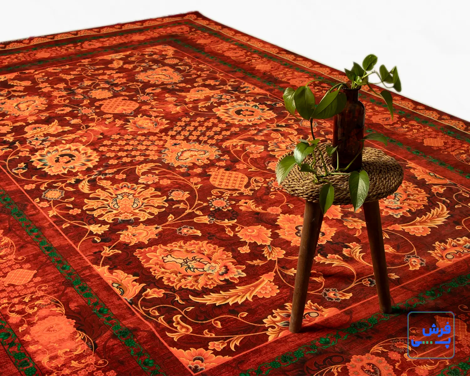 خرید قسطی |  فرش ابریشم ماشینی AJ1039 سبز لاکی