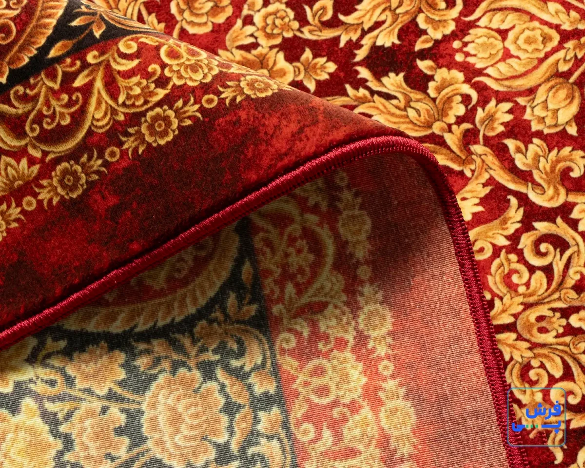خرید قسطی |  فرش ابریشم ماشینی AJ1047 لاکی طلایی