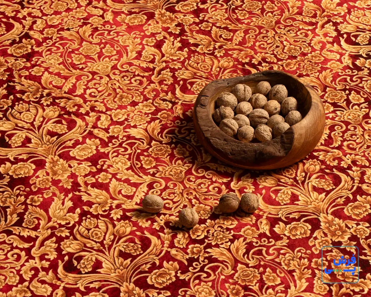 خرید قسطی |  فرش ابریشم ماشینی AJ1047 لاکی طلایی