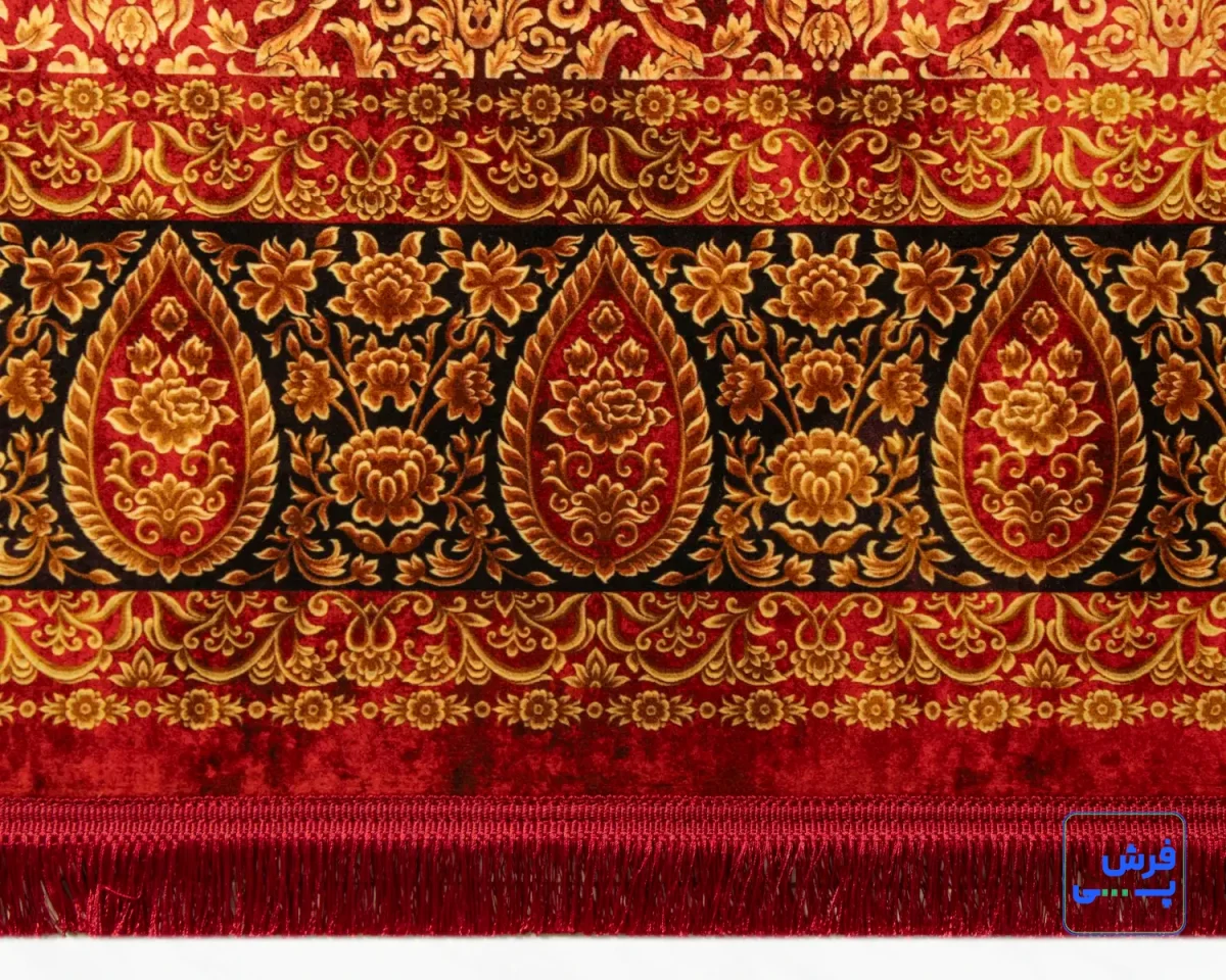 خرید قسطی |  فرش ابریشم ماشینی AJ1047 لاکی طلایی