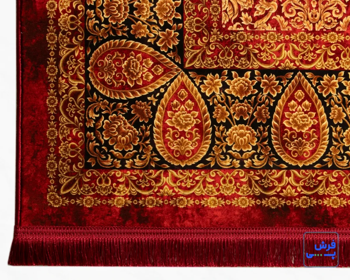 خرید قسطی |  فرش ابریشم ماشینی AJ1047 لاکی طلایی