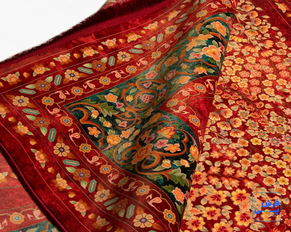 خرید قسطی |  فرش ابریشم ماشینی AJ1066 لاکی کرم