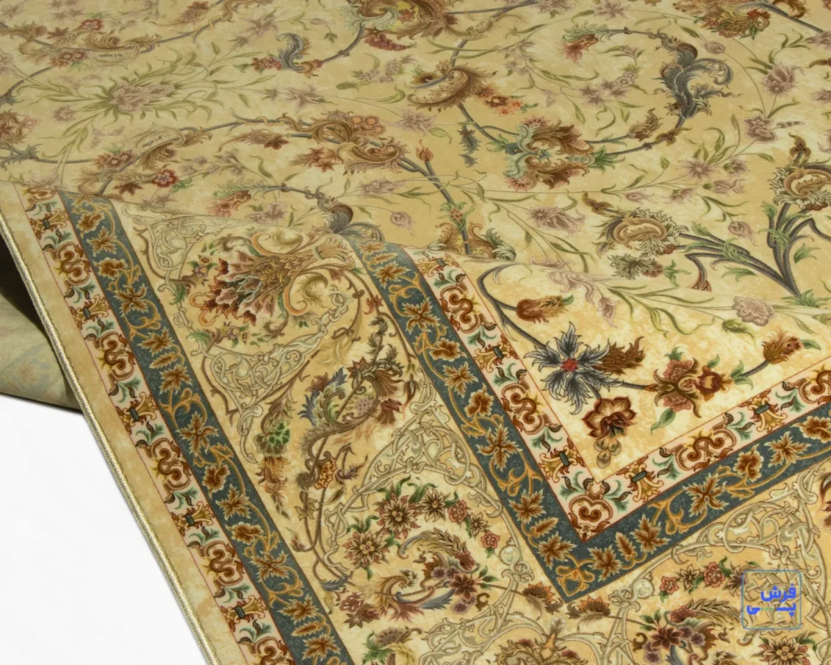 1135-3 خرید قسطی | فرش ابریشم ماشینی A1135 کرم