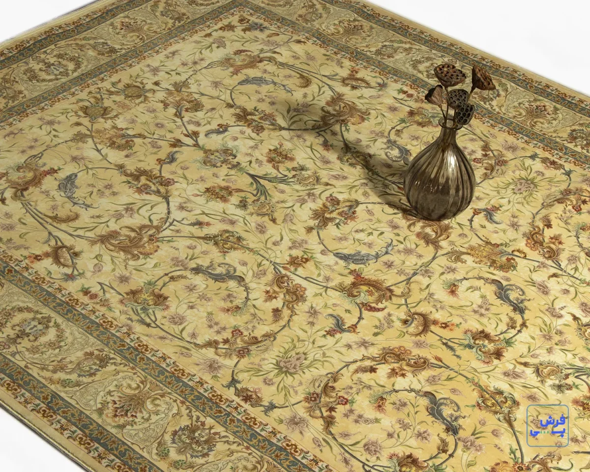 1135-4 خرید قسطی | فرش ابریشم ماشینی A1135 کرم