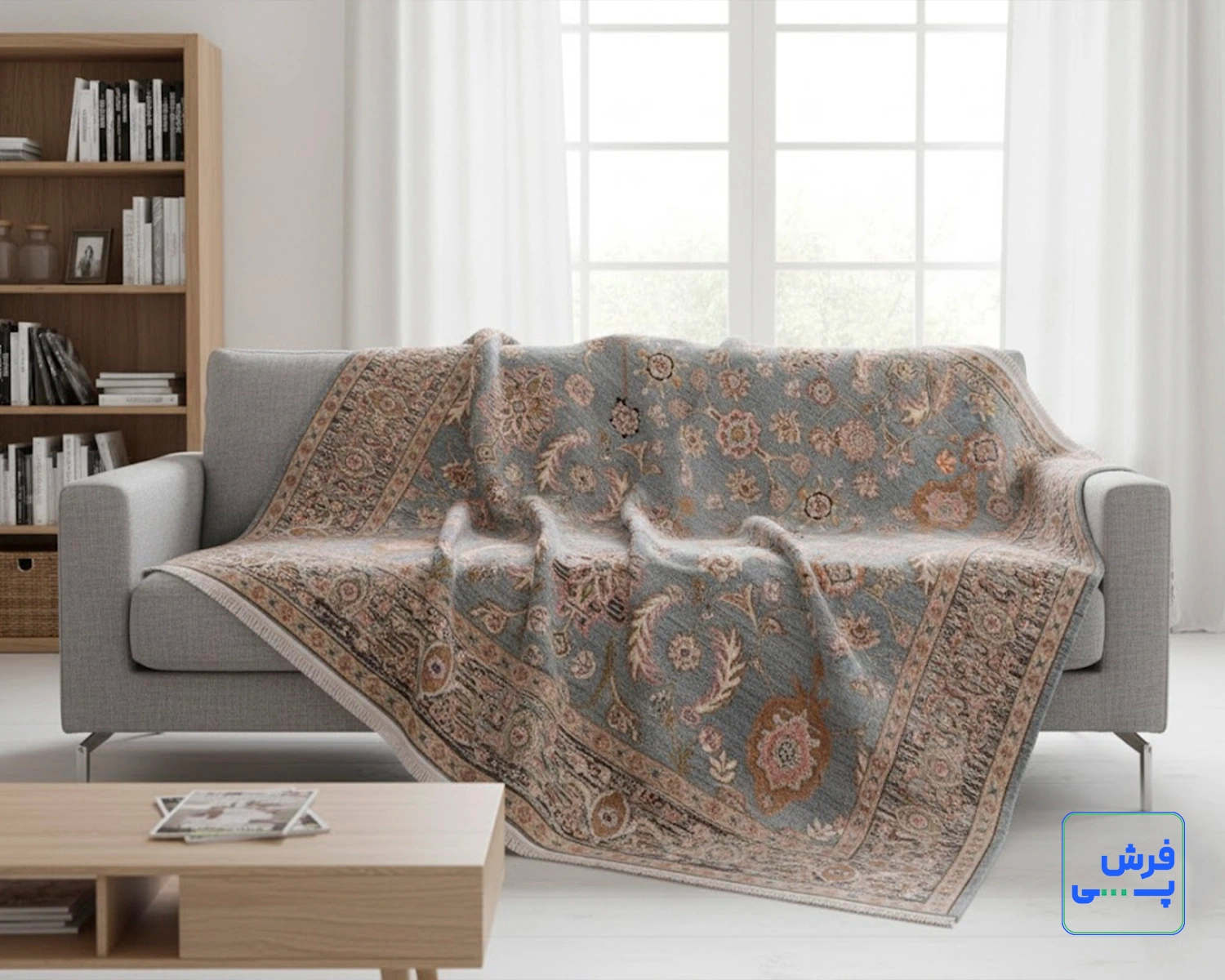 17102-4.webp خرید قسطی | فرش وینتیج 17102 آبی حاشیه ذغالی