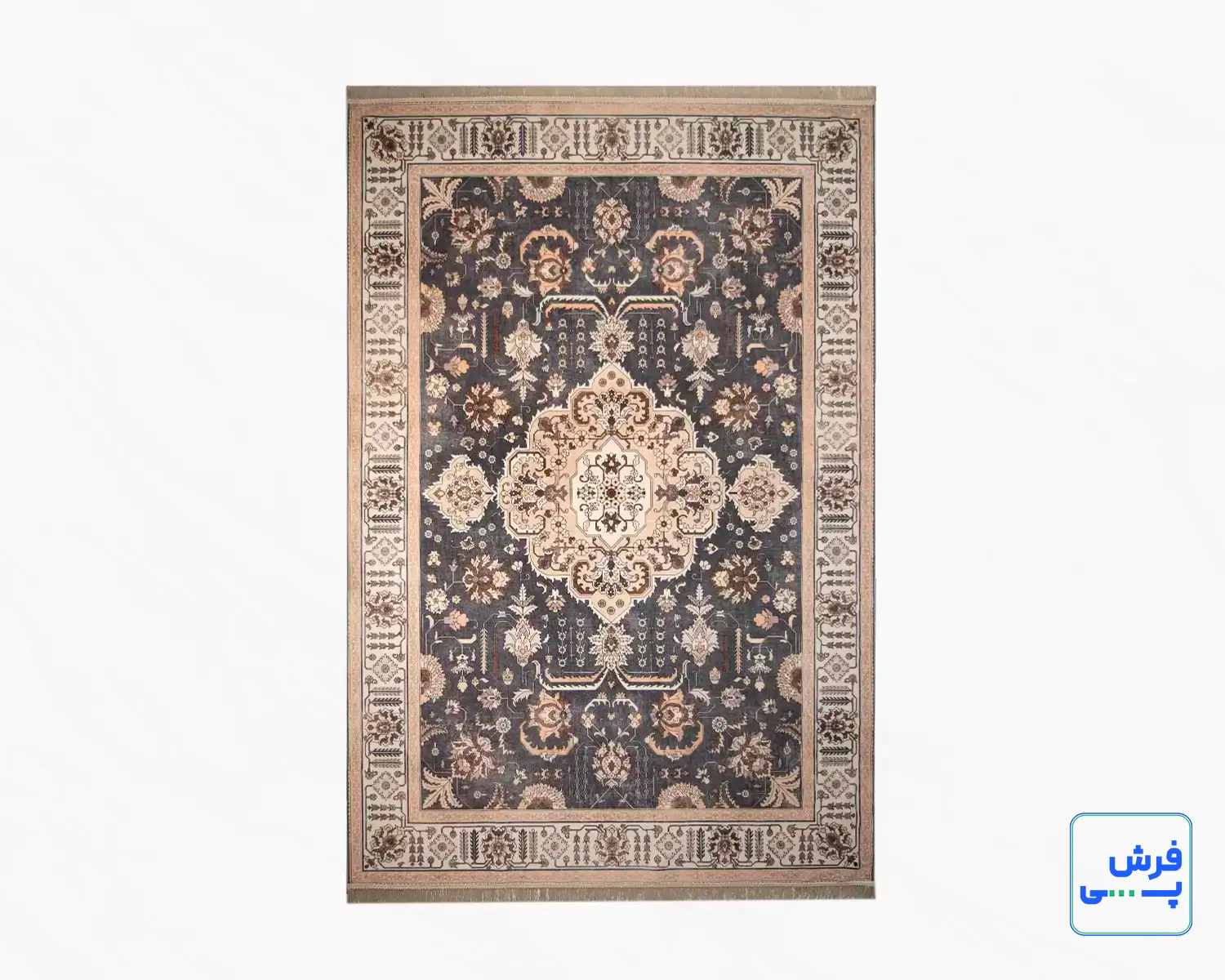 خرید قسطی |  فرش ابریشم ماشینی 743107 طوسی کرم