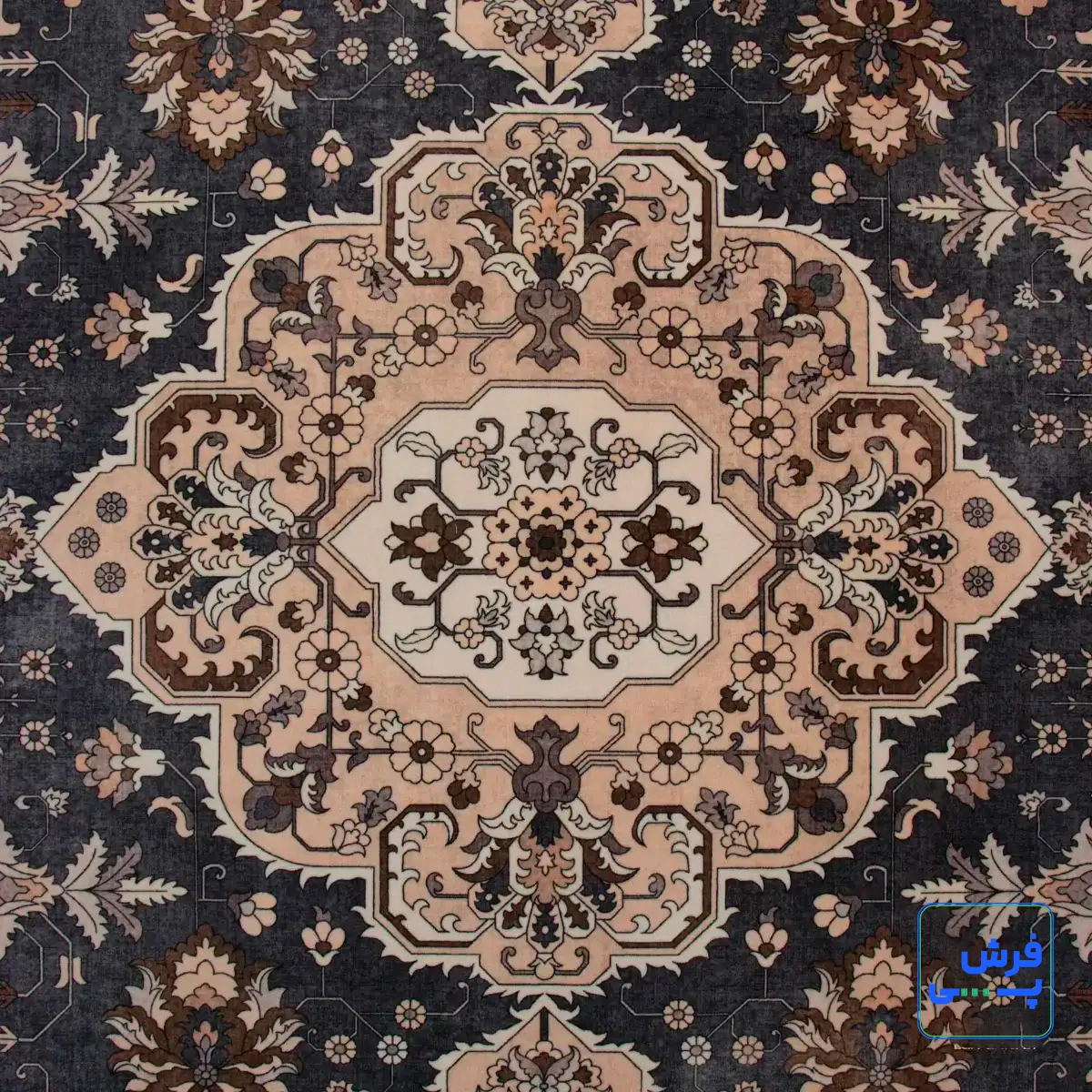 خرید قسطی |  فرش ابریشم ماشینی 743107 طوسی کرم