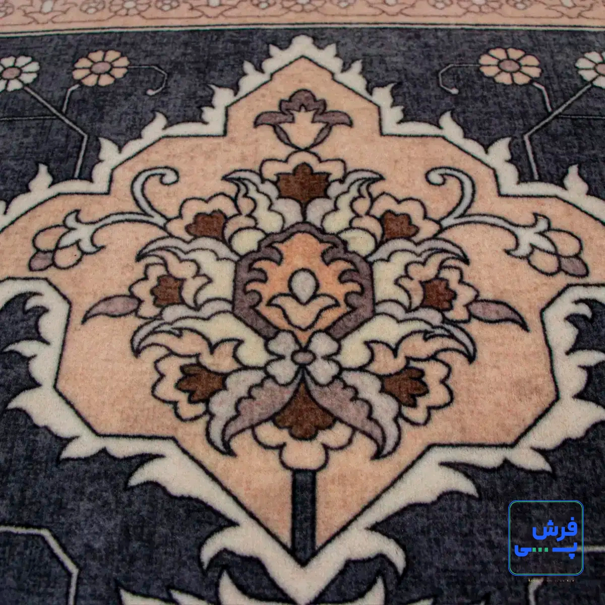 خرید قسطی |  فرش ابریشم ماشینی 743107 طوسی کرم