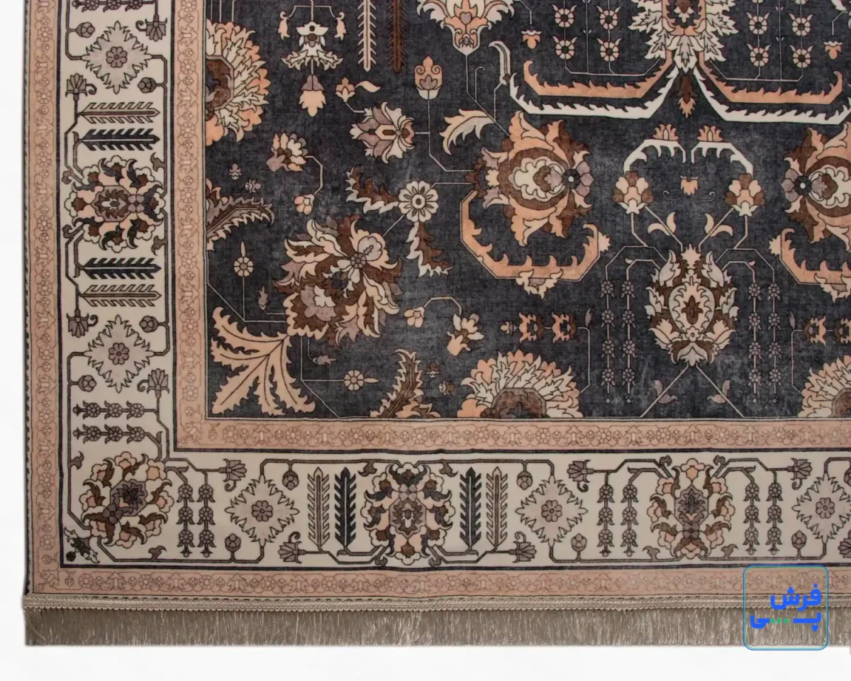 خرید قسطی |  فرش ابریشم ماشینی 743107 طوسی کرم