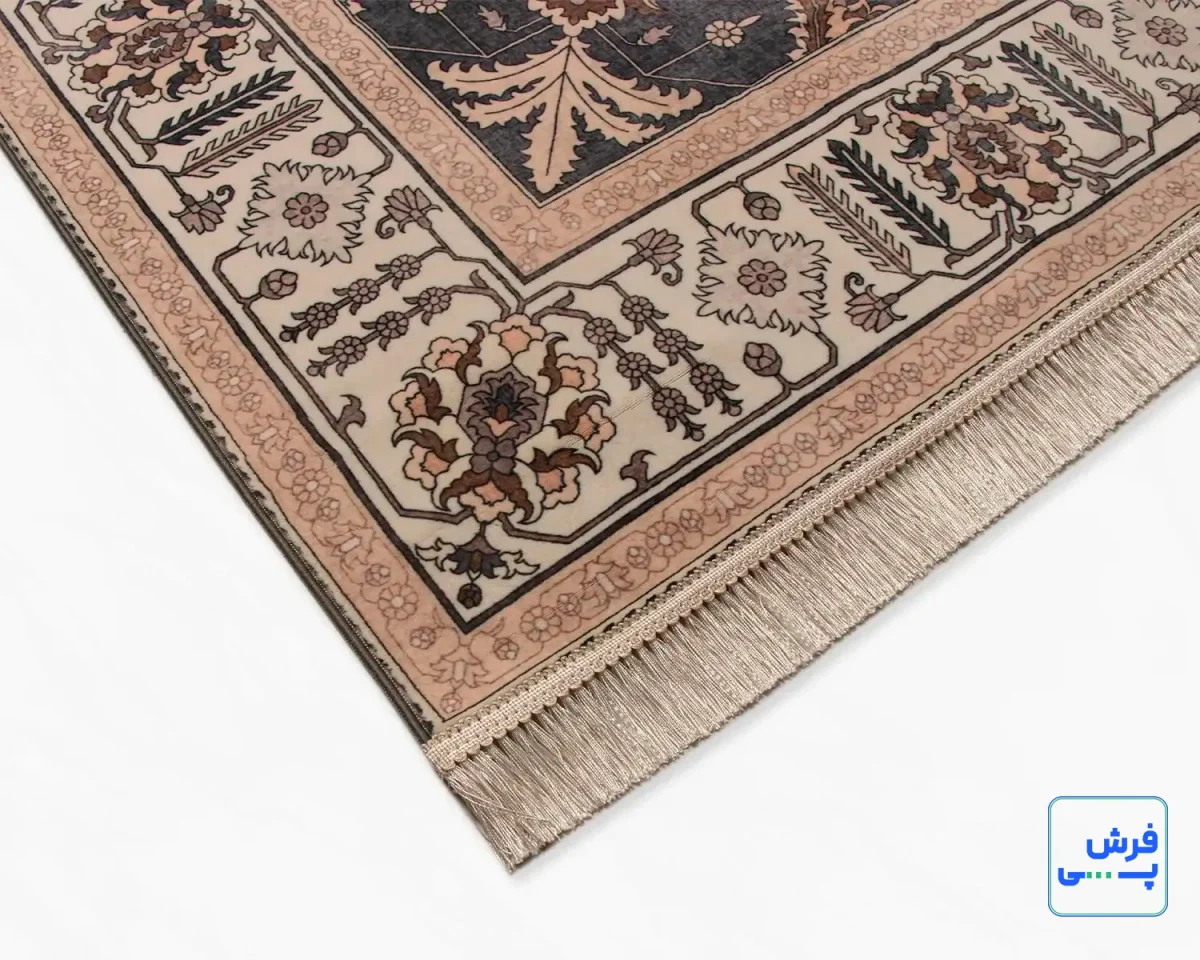 خرید قسطی |  فرش ابریشم ماشینی 743107 طوسی کرم