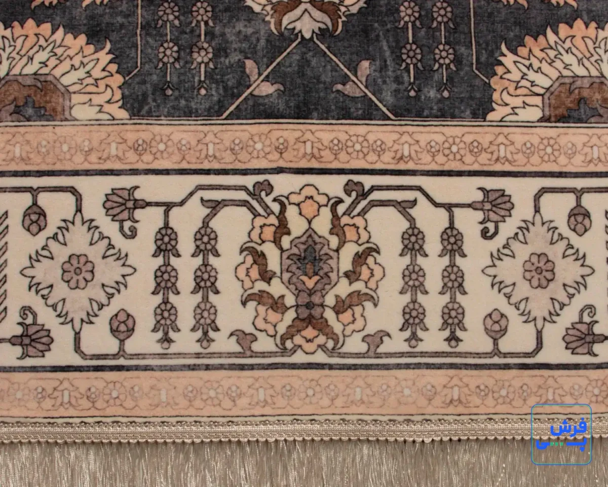 خرید قسطی |  فرش ابریشم ماشینی 743107 طوسی کرم