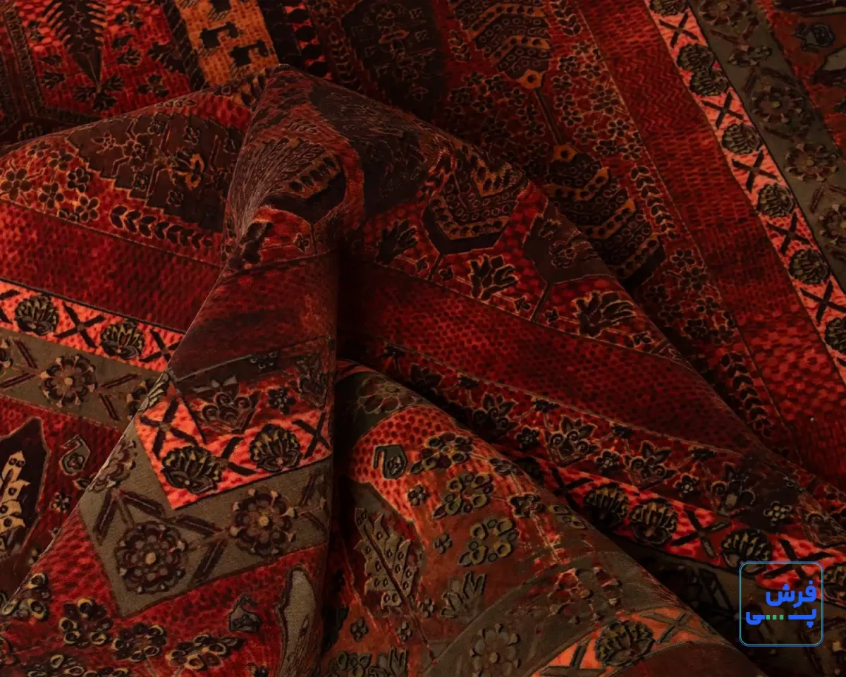 خرید قسطی |  فرش ابریشم ماشینی 202727 آجری سبز