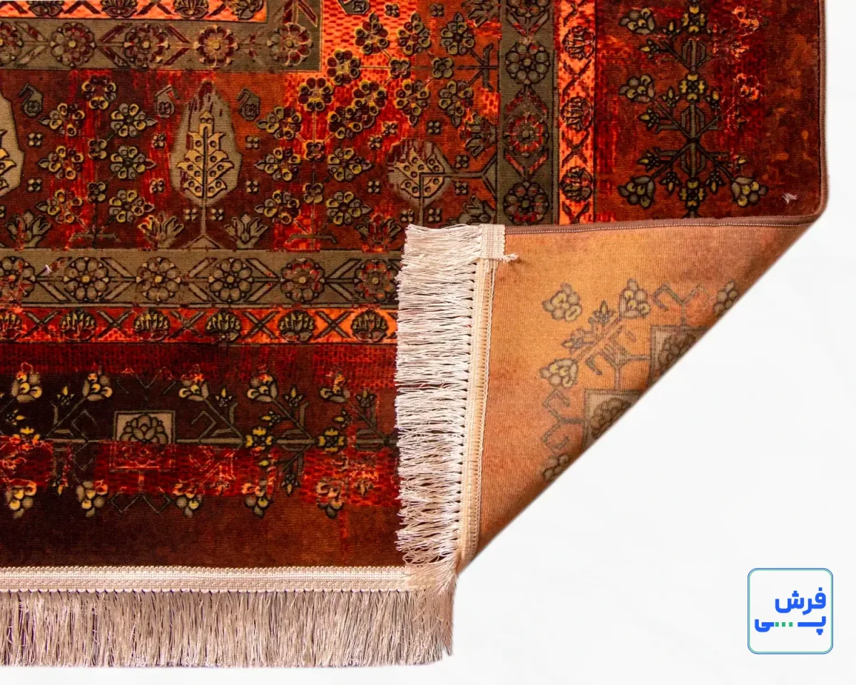 خرید قسطی |  فرش ابریشم ماشینی 202727 آجری سبز