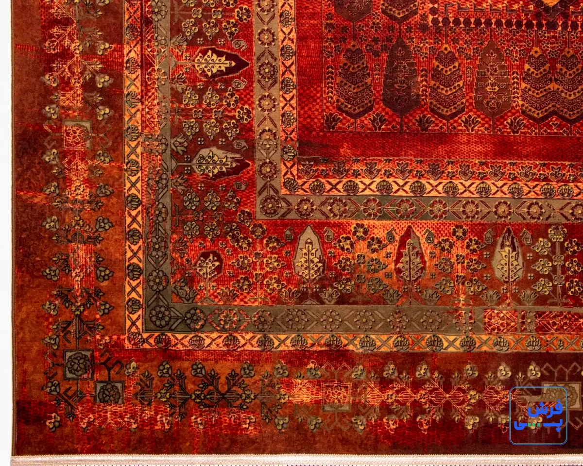 خرید قسطی |  فرش ابریشم ماشینی 202727 آجری سبز