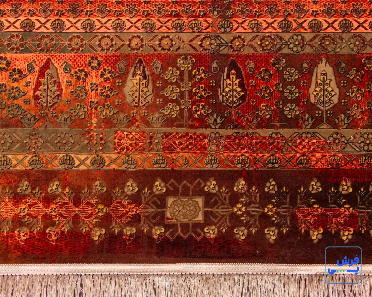 خرید قسطی |  فرش ابریشم ماشینی 202727 آجری سبز