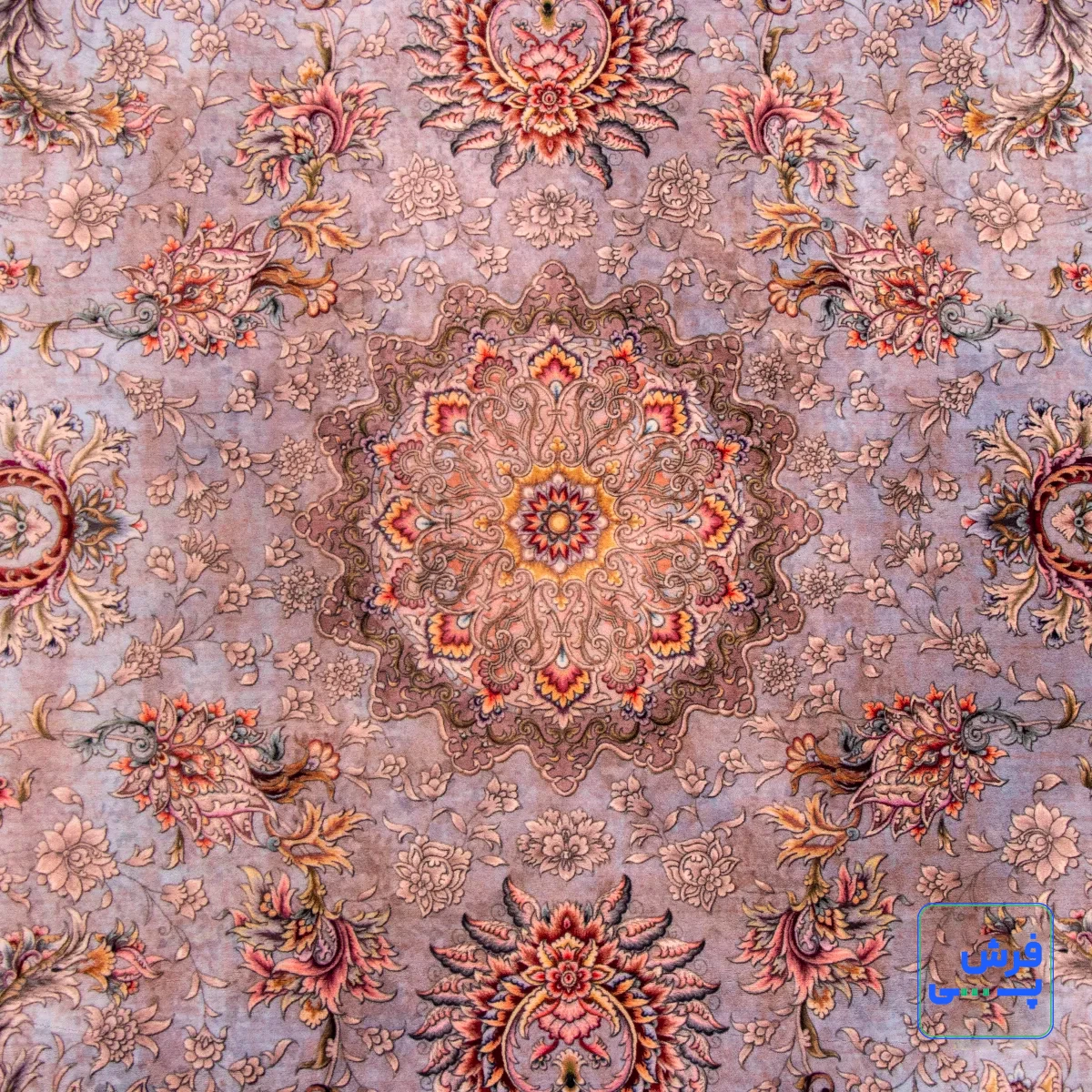 202734-e.webp خرید قسطی | فرش ابریشم ماشینی 202734 نسکافه ای