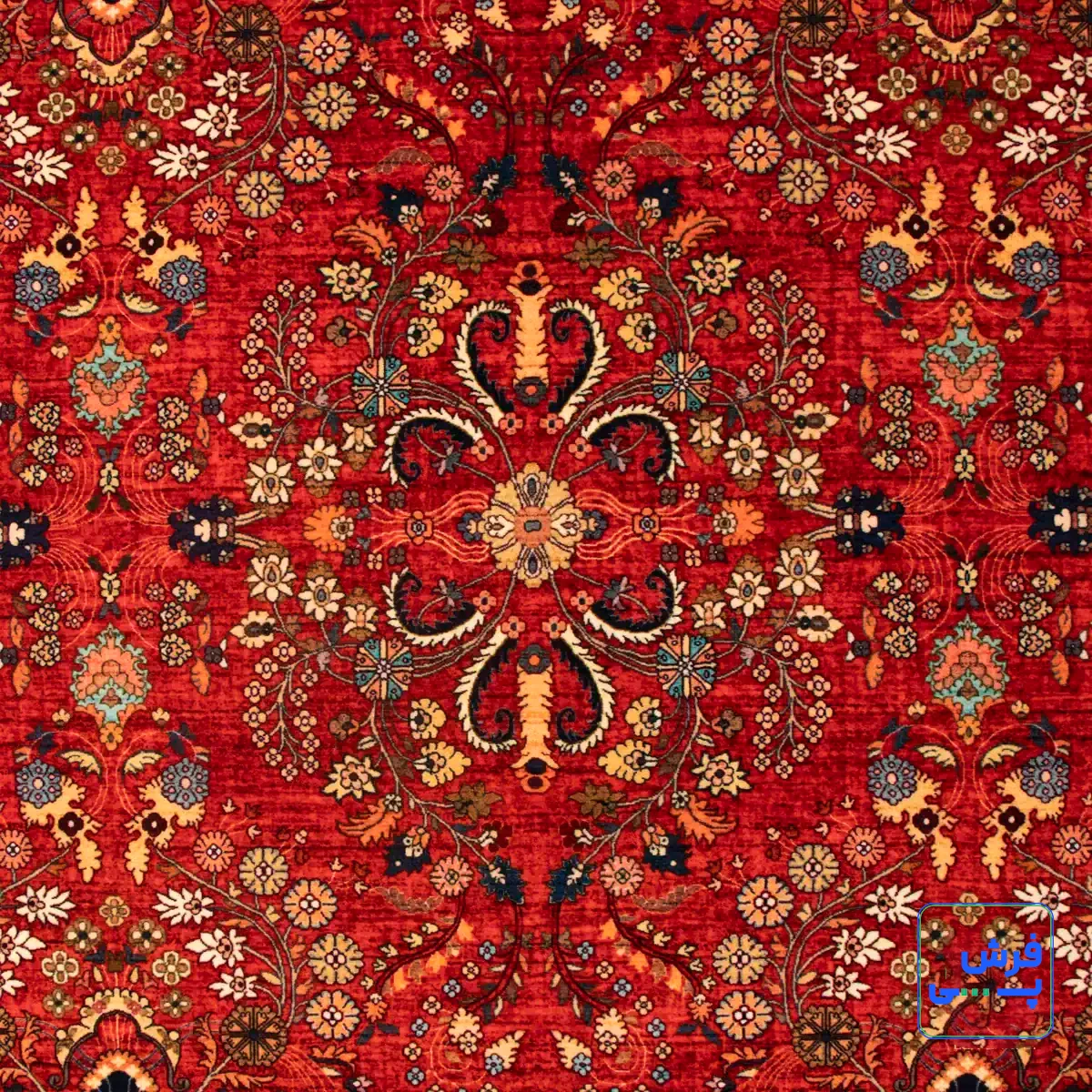 خرید قسطی |  فرش ابریشم ماشینی 202738 لاکی حاشیه کرم