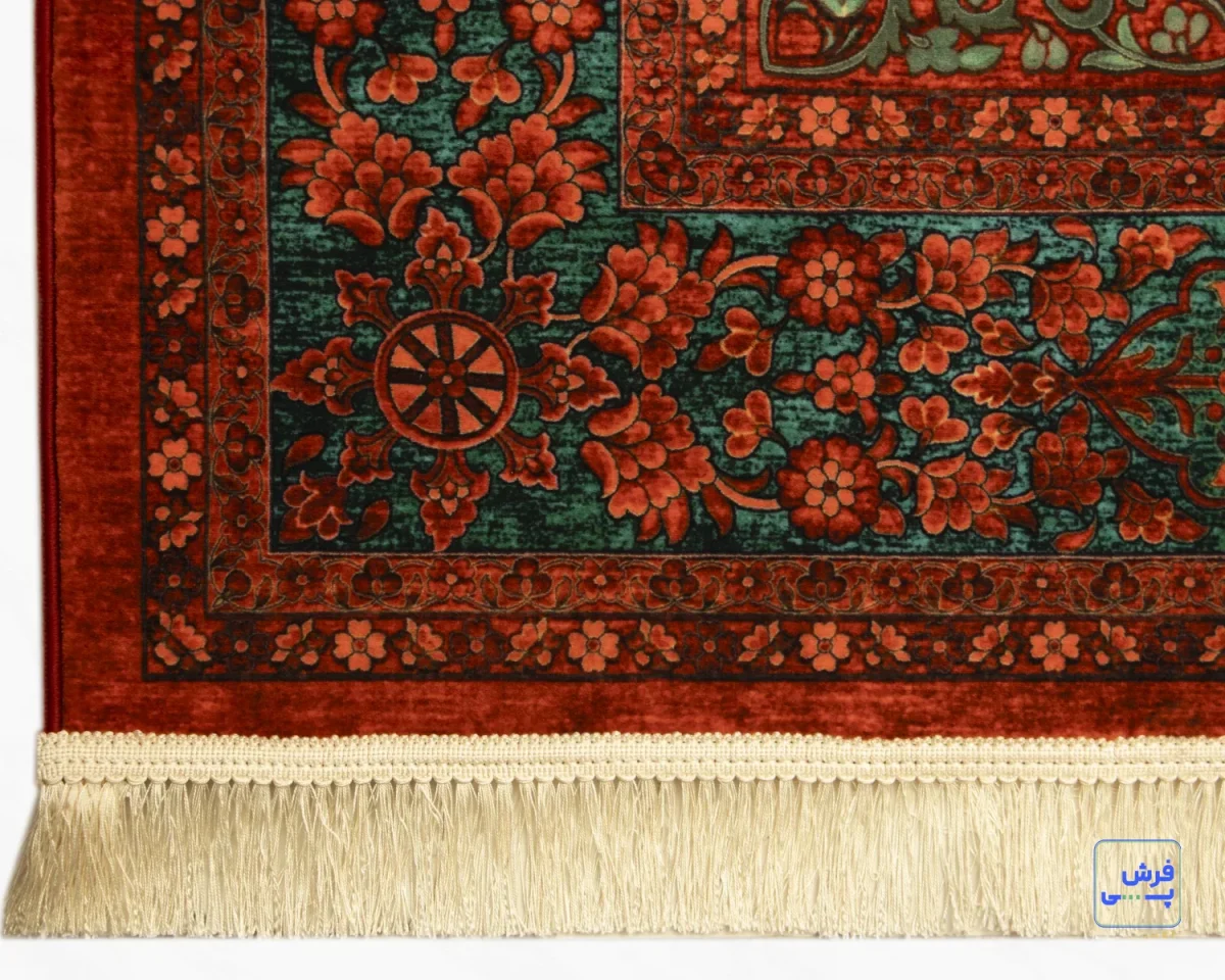 خرید قسطی |  فرش ابریشم ماشینی 202739 لاکی سبز