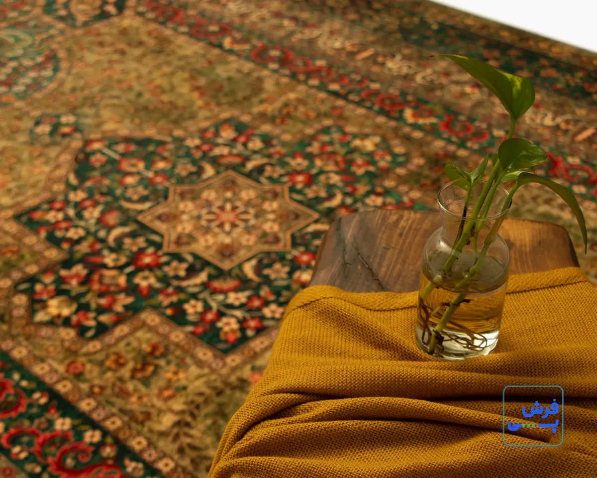 202740-11.webp خرید قسطی | فرش ابریشم ماشینی 202740 سبز