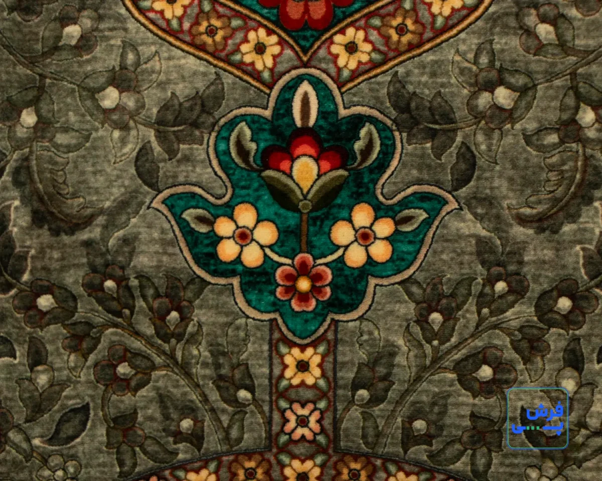 خرید قسطی |  فرش ابریشم ماشینی 202743 سبز آبی