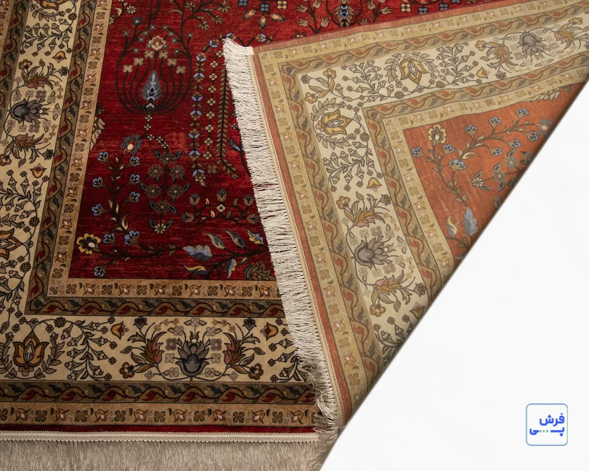 خرید قسطی |  فرش ابریشم ماشینی 202745 لاکی کرم