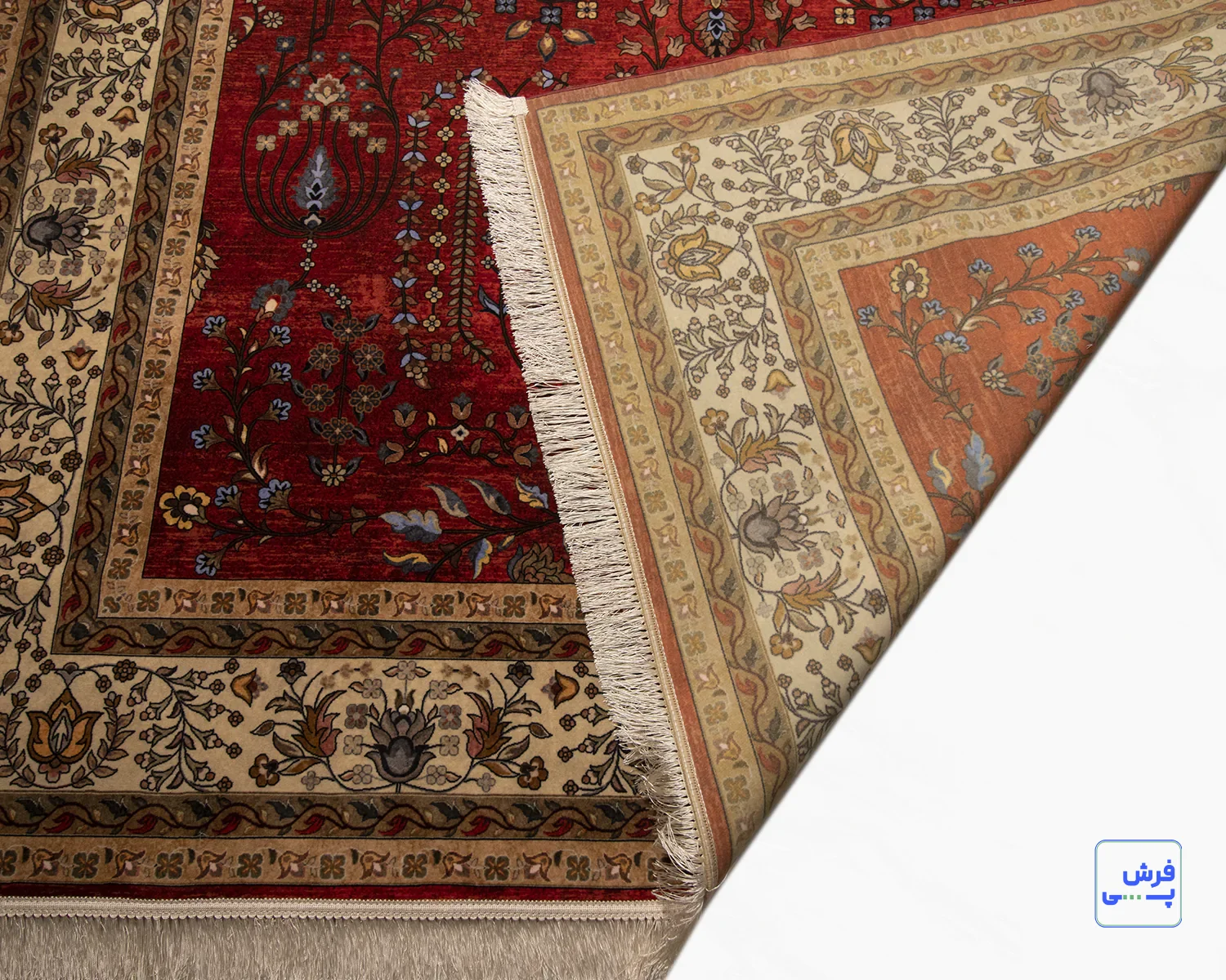 خرید قسطی |  فرش ابریشم ماشینی 202745 لاکی کرم