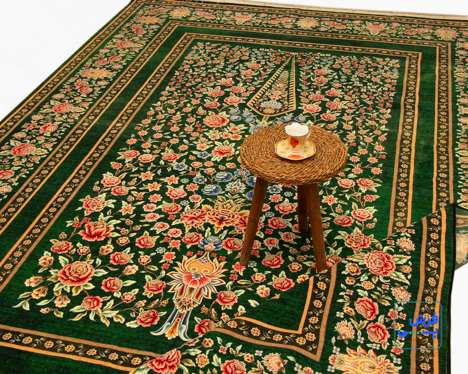 خرید قسطی |  فرش ابریشم ماشینی 202751 سبز
