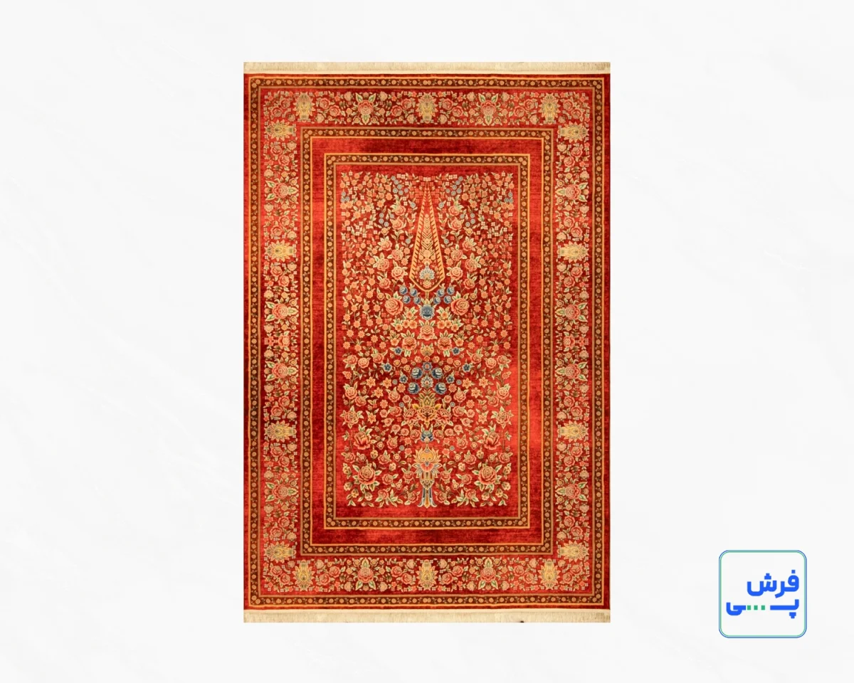 خرید قسطی |  فرش ابریشم ماشینی 202754 لاکی