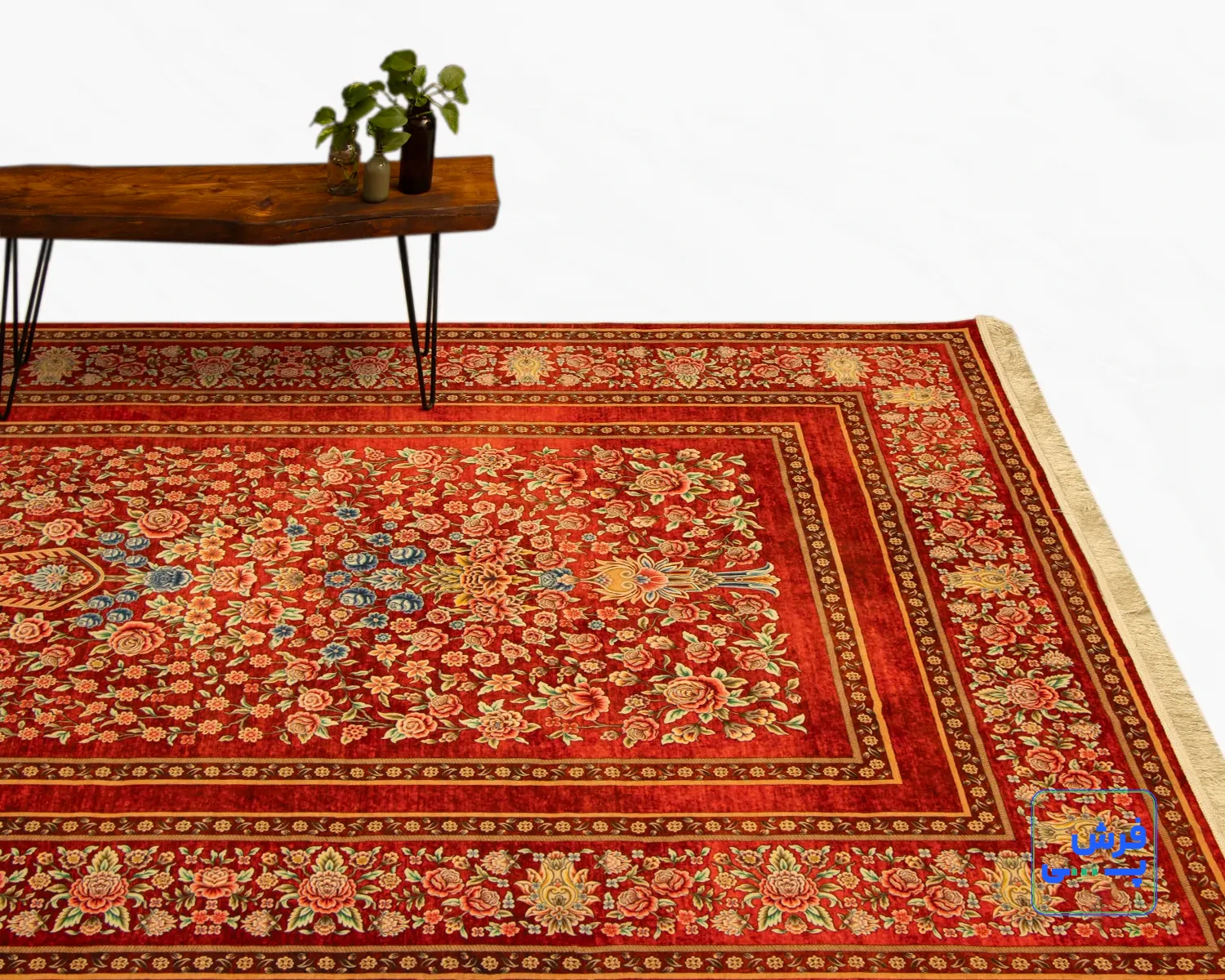 خرید قسطی |  فرش ابریشم ماشینی 202754 لاکی