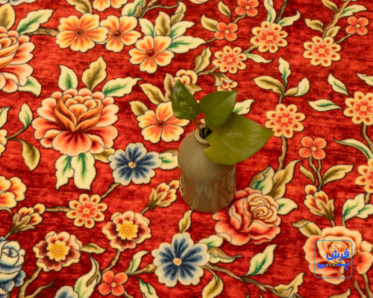 خرید قسطی |  فرش ابریشم ماشینی 202754 لاکی