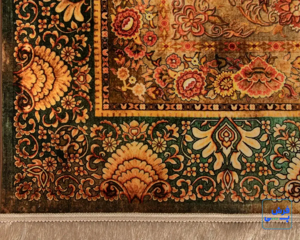 خرید قسطی |  فرش ابریشم ماشینی 202782 آجری ذغالی