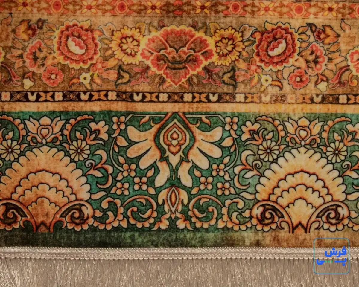 خرید قسطی |  فرش ابریشم ماشینی 202782 آجری ذغالی