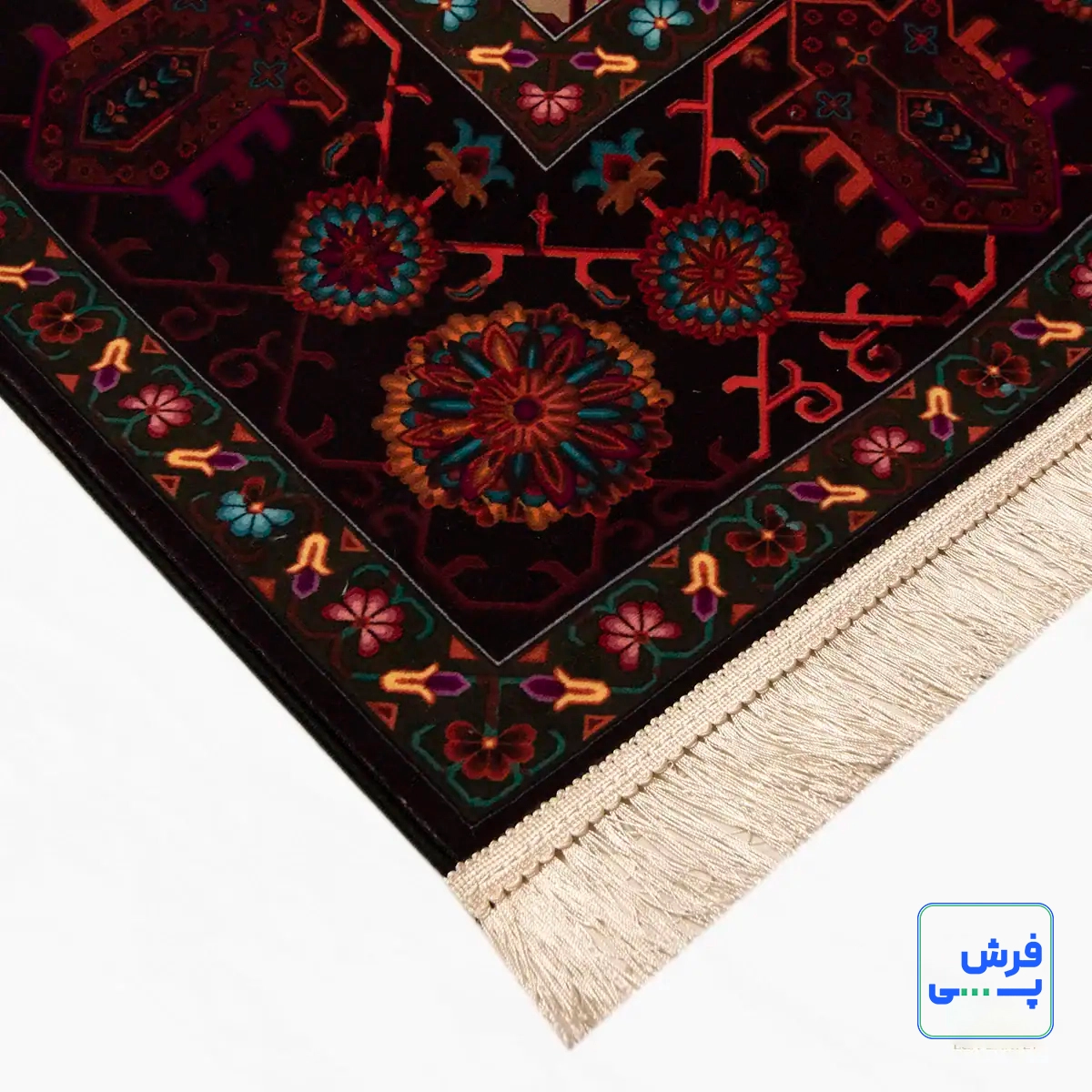 خرید قسطی |  فرش ابریشم ماشینی 210303 نارنجی مشکی