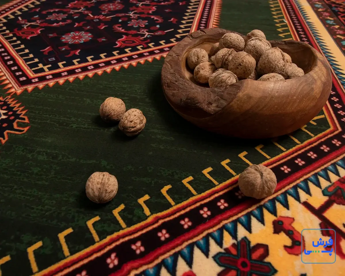 خرید قسطی |  فرش ابریشم ماشینی 210304 سبز مشکی