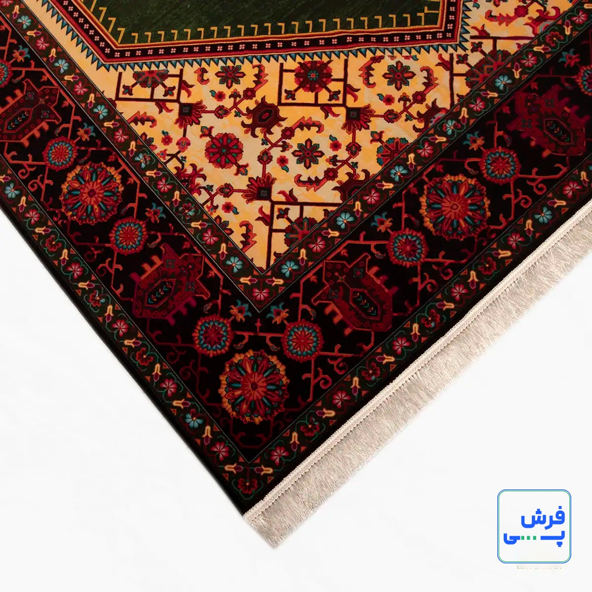خرید قسطی |  فرش ابریشم ماشینی 210304 سبز مشکی
