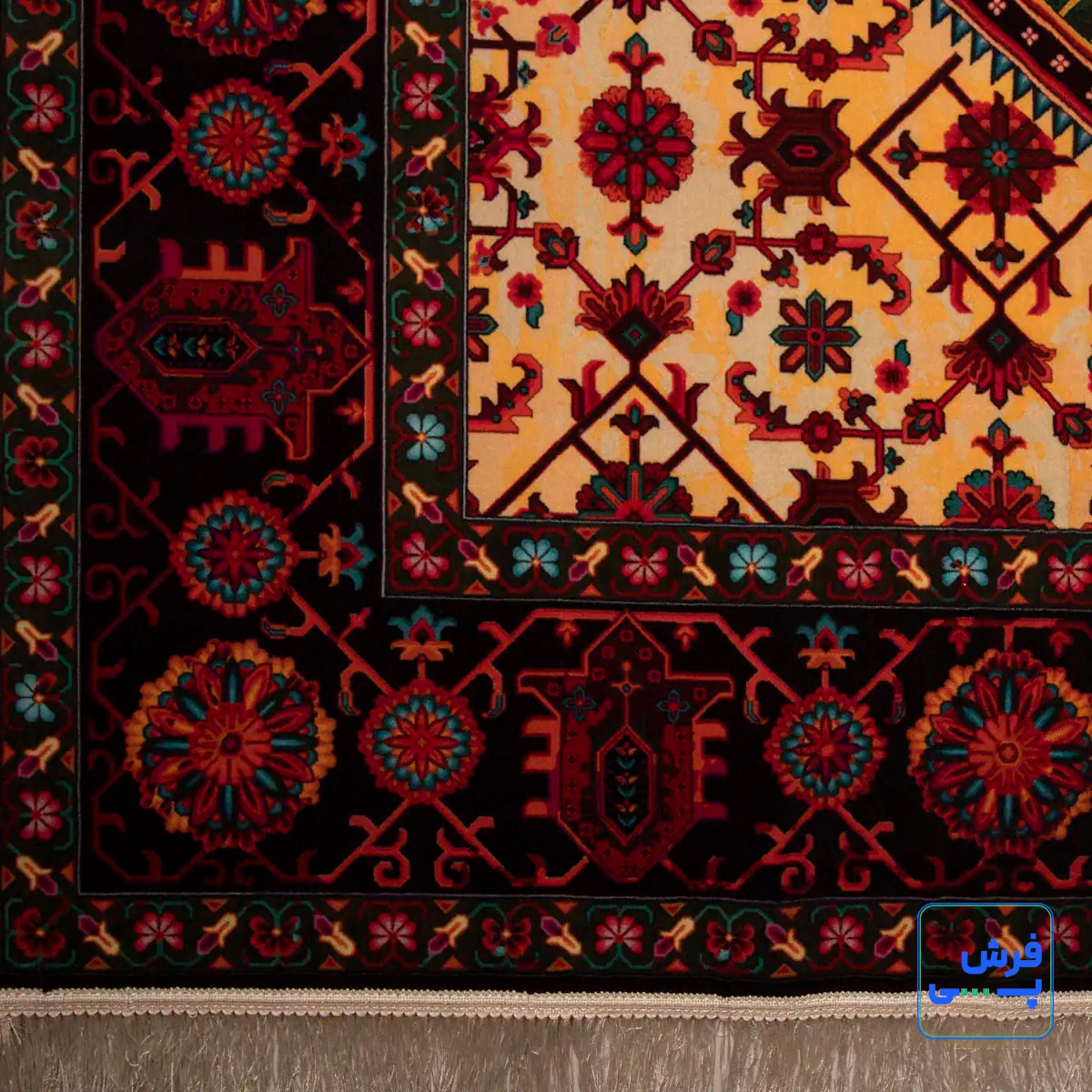 خرید قسطی |  فرش ابریشم ماشینی 210304 سبز مشکی