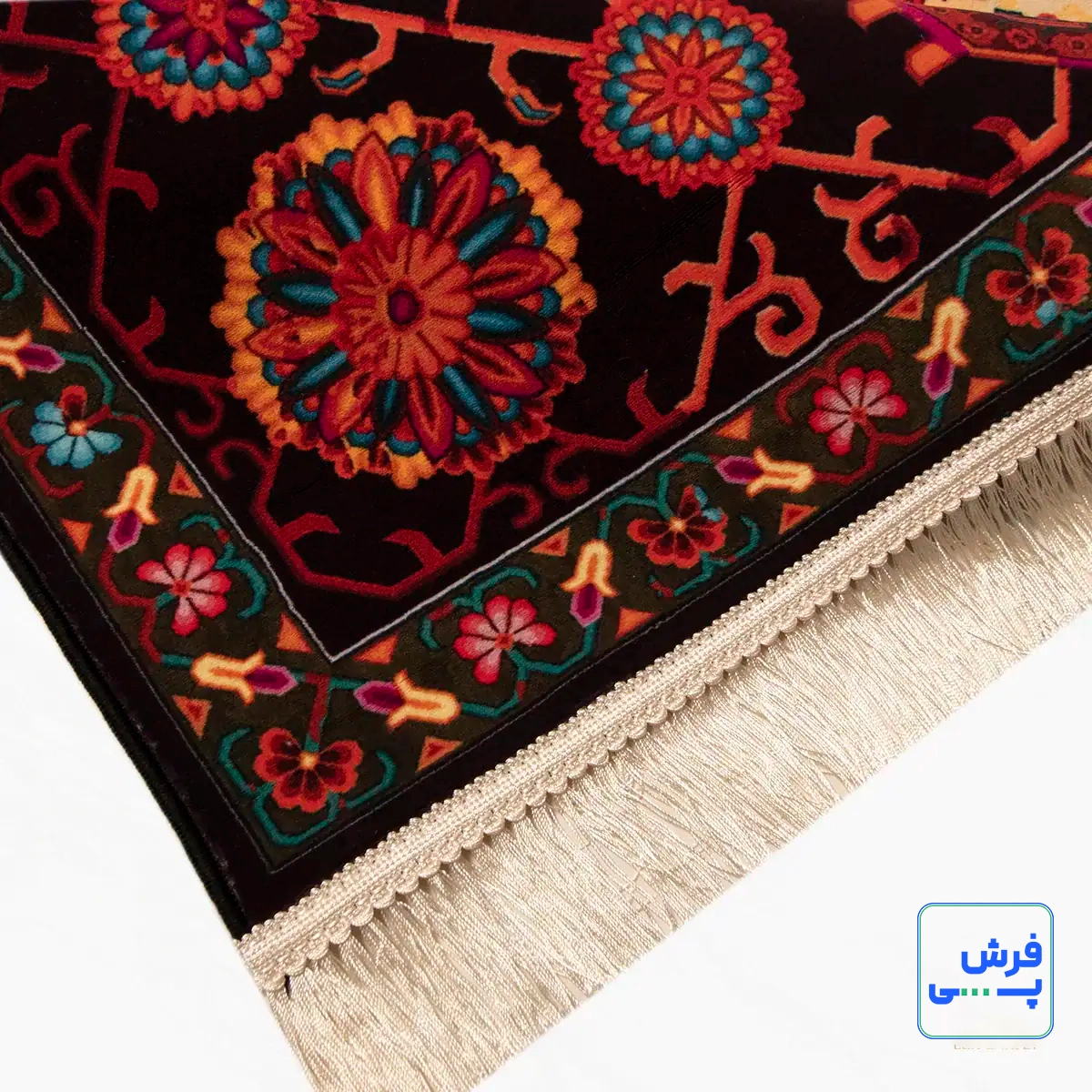 خرید قسطی |  فرش ابریشم ماشینی 210309 آبی مشکی