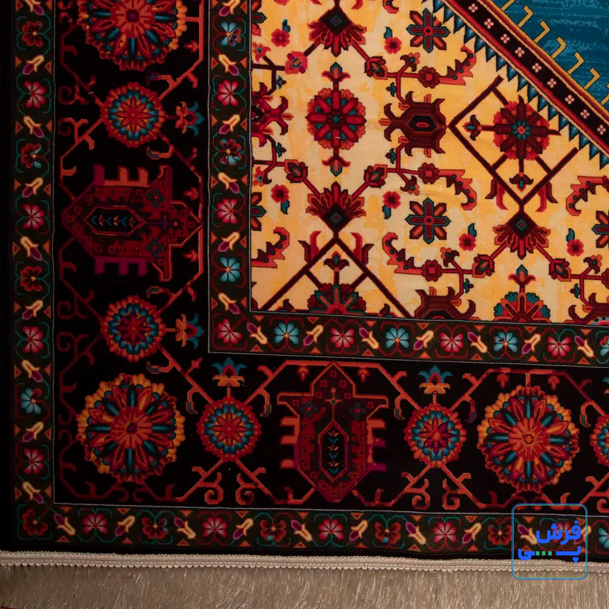 خرید قسطی |  فرش ابریشم ماشینی 210309 آبی مشکی
