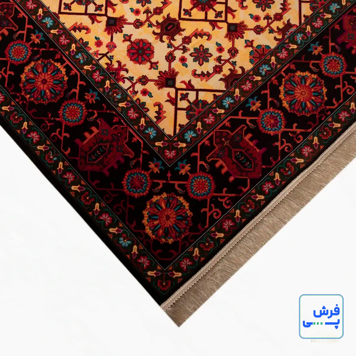خرید قسطی |  فرش ابریشم ماشینی 210309 آبی مشکی