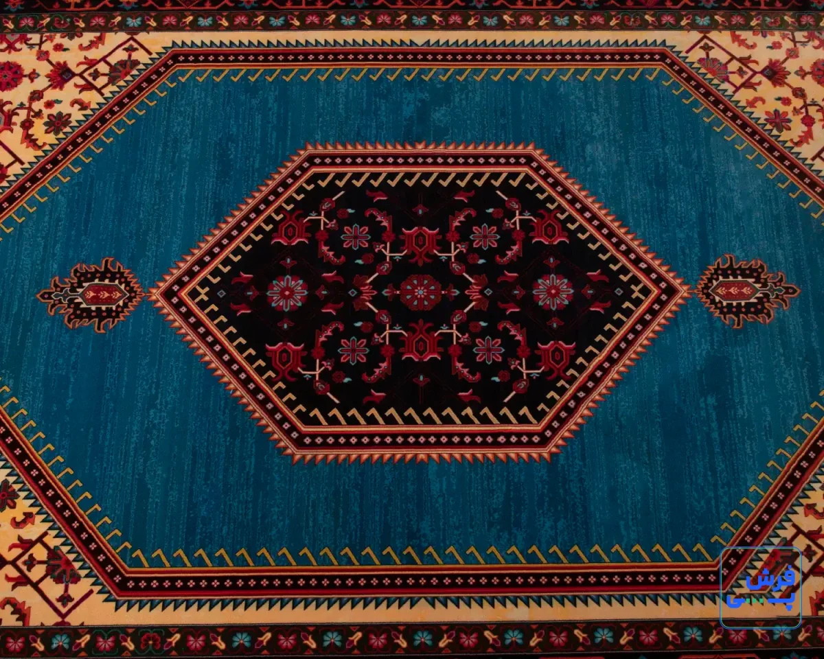 خرید قسطی |  فرش ابریشم ماشینی 210309 آبی مشکی