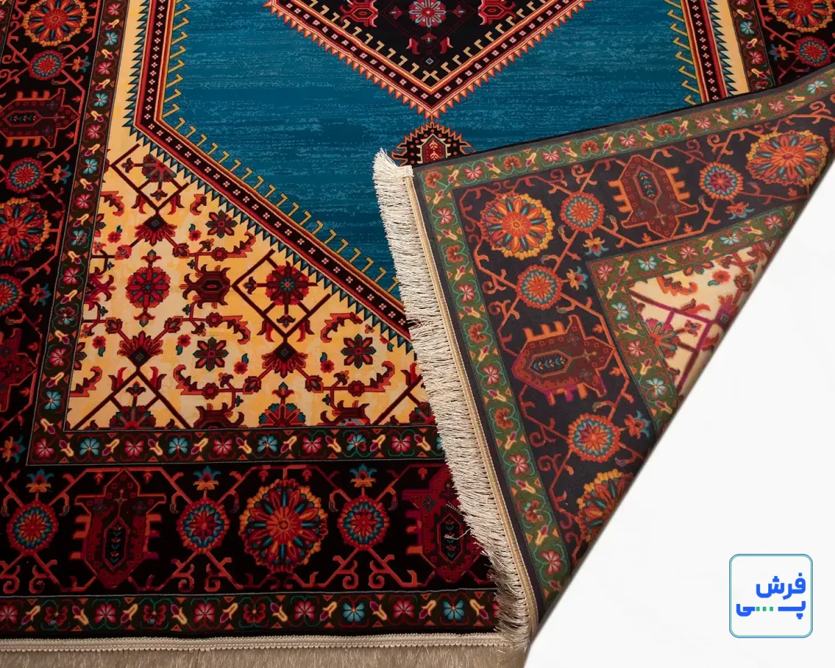 خرید قسطی |  فرش ابریشم ماشینی 210309 آبی مشکی