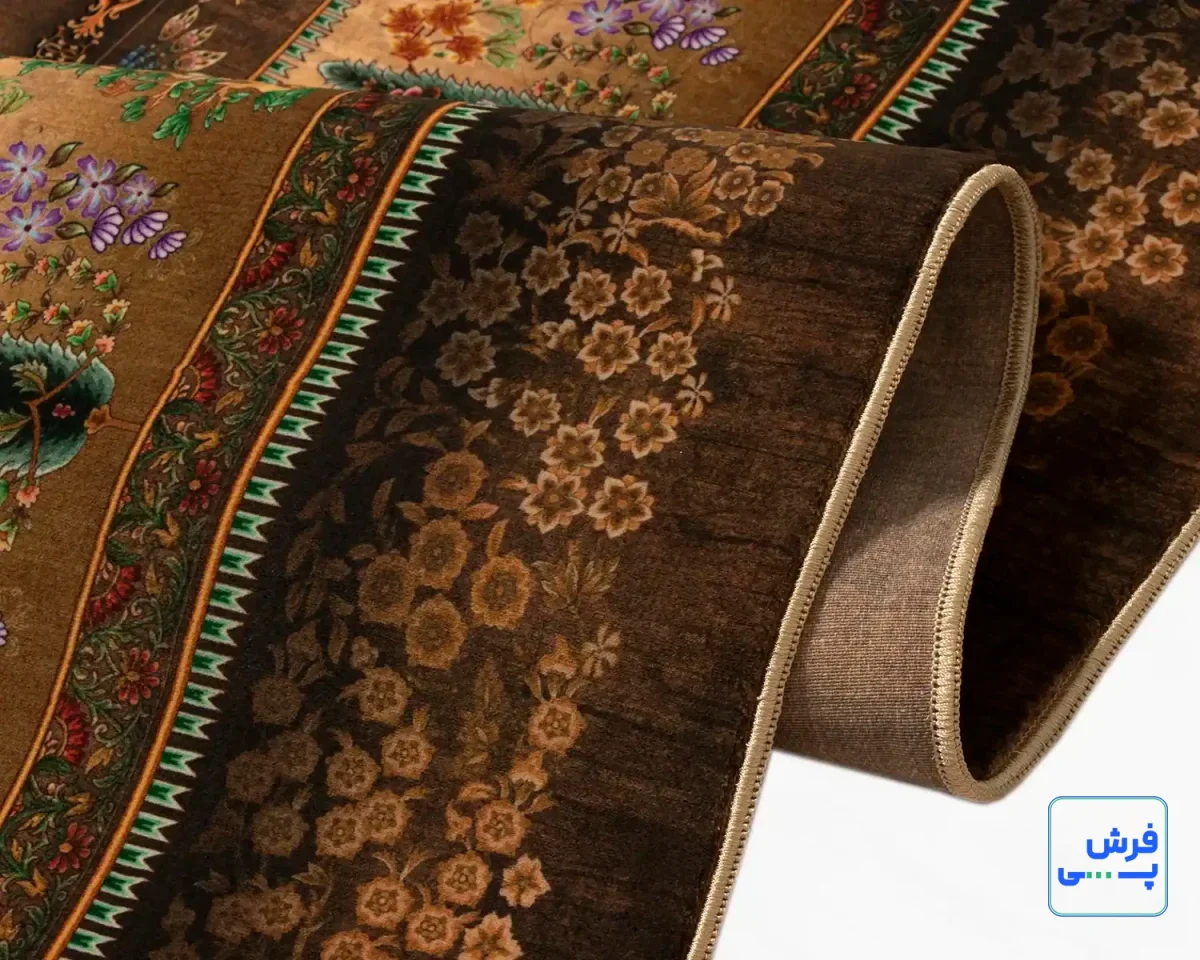 3-t1120-7.webp خرید قسطی | فرش ابریشم ماشینی T1120 قهوهای نسکافهای