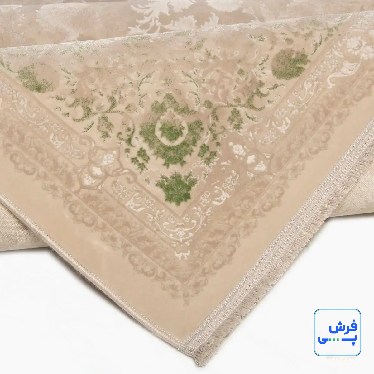 3016-10.webp خرید قسطی | فرش وینتیج 3016 کرم نسکافهای حاشیه سبز