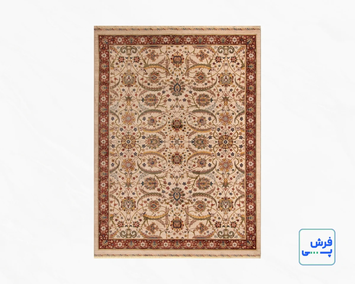 خرید قسطی |  فرش وینتیج 40110 کرم حاشیه لاکی