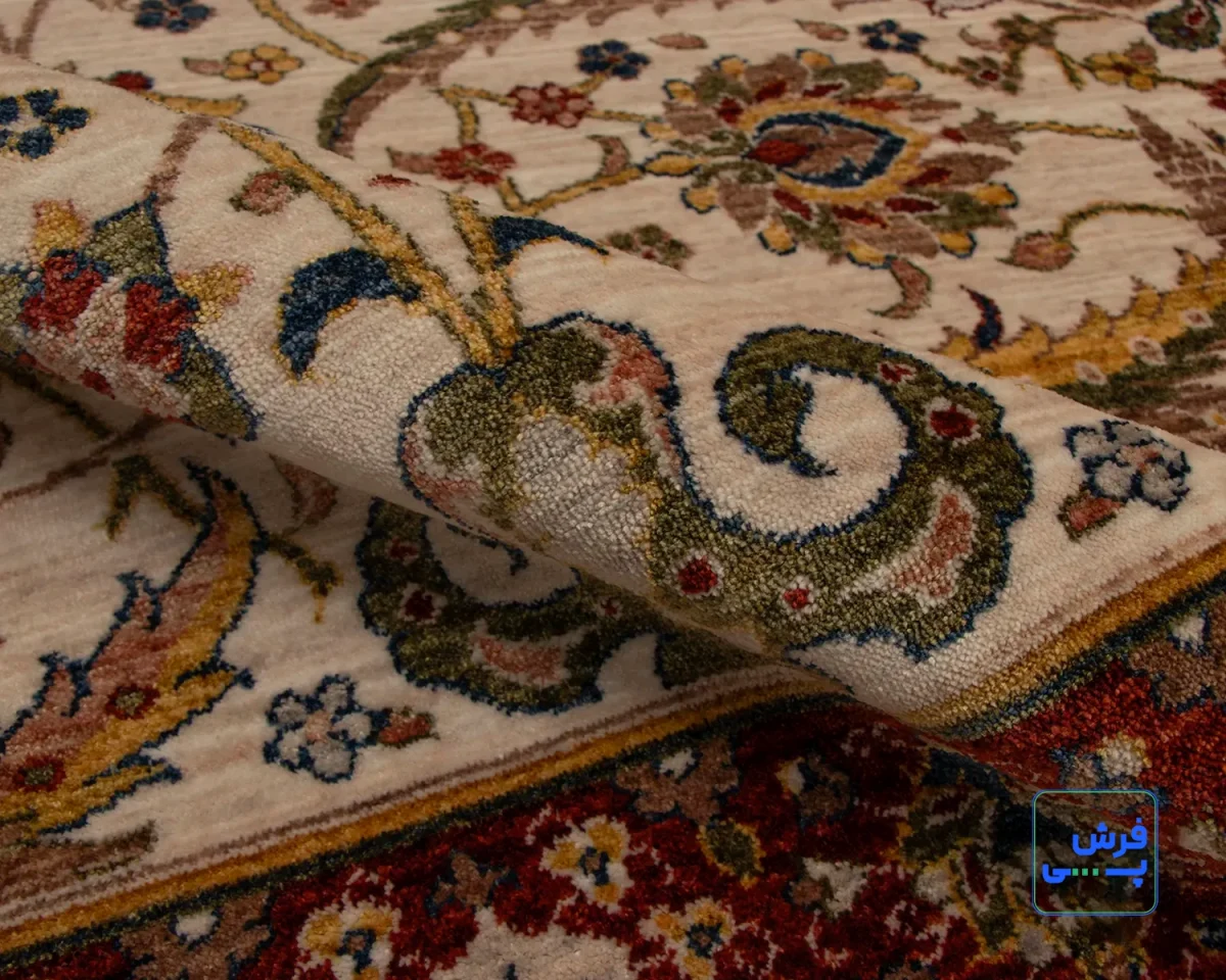 خرید قسطی |  فرش وینتیج 40110 کرم حاشیه لاکی